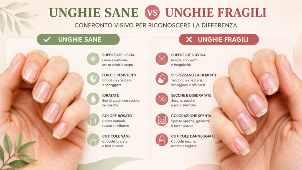 differenza tra unghie sane e unghie fragili